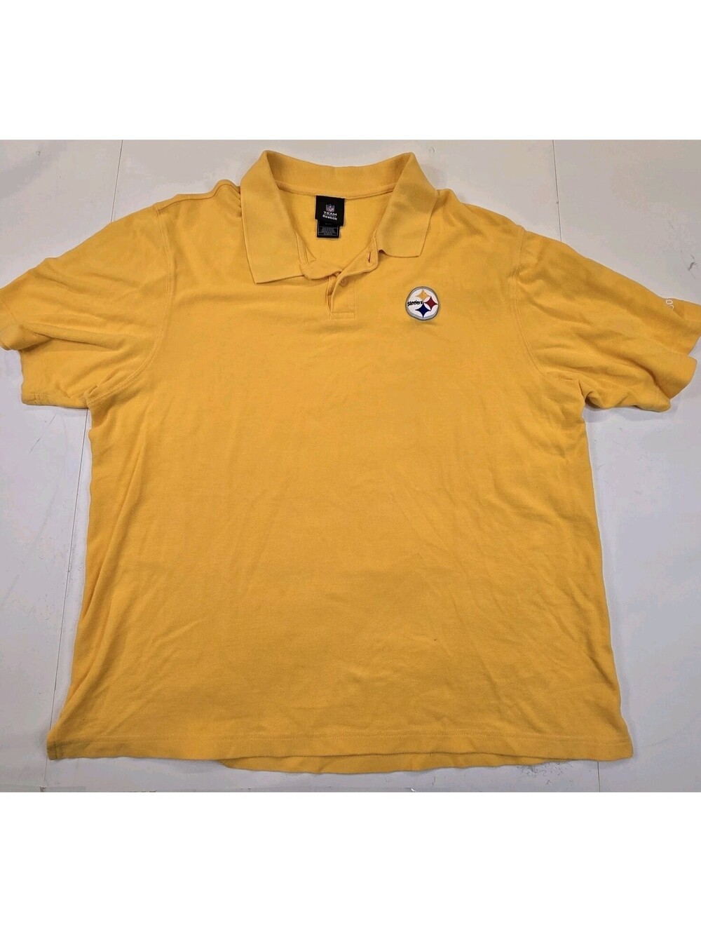 NFL Team Apparel Reebok Pittsburgh Steelers Polo Shirt Mens XL Yellow Logo